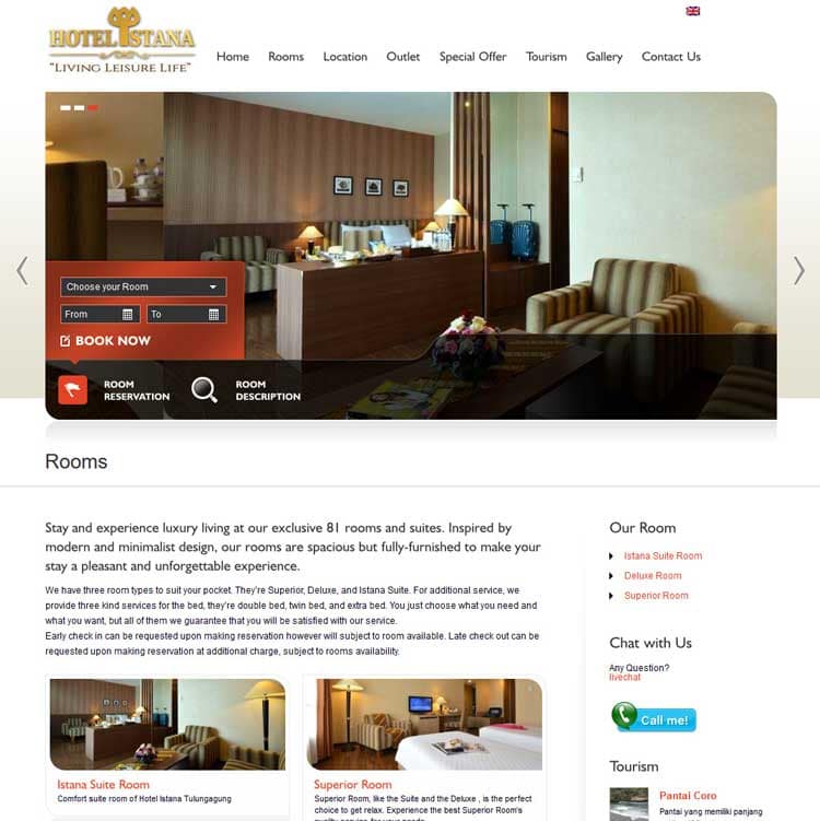 Website Hotel Istana Tulungagung